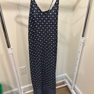Old Navy Navy and White Printed Slip Maxi Dress